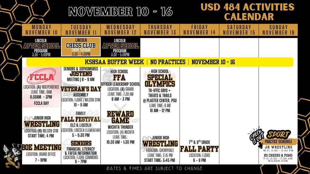 Weekly Calendar 2025 - November 10-16