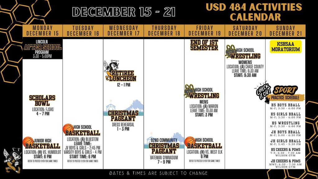 Weekly Calendar 2025 - December 15-21
