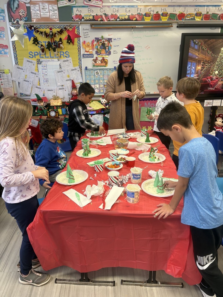 Making gingerbread trees.