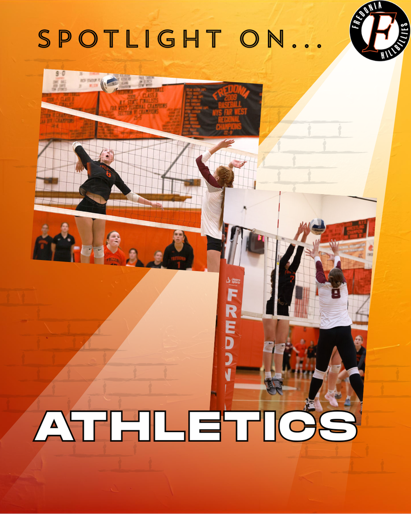 Action shots of girls and boys CCAA Volleyball All-Star team members from Fredonia.