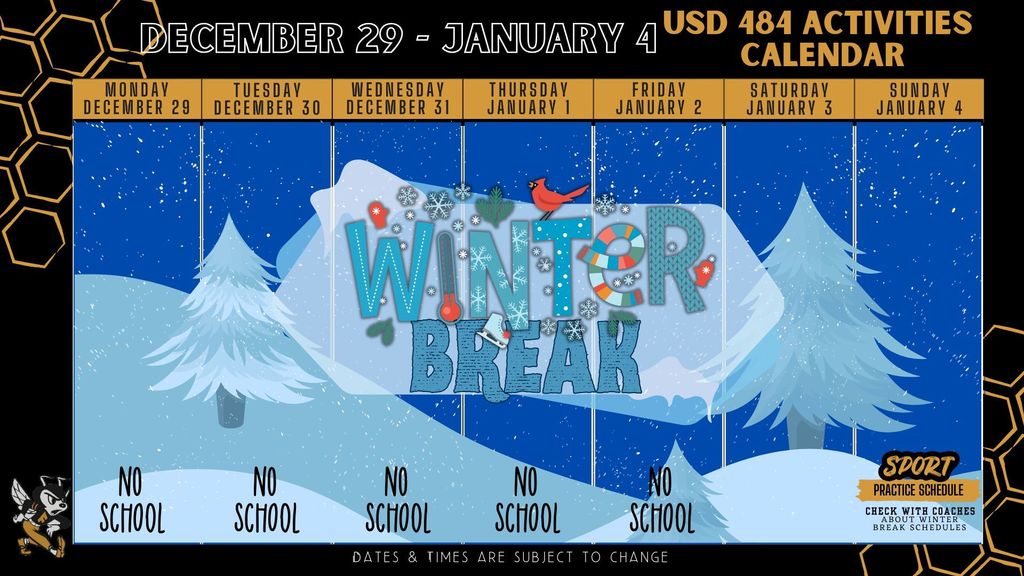 Weekly Calendar 2025 - December 29-January 4