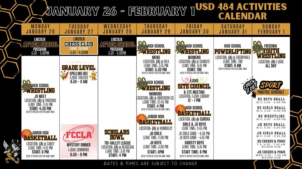 Weekly Calendar 2026 - January 26-February 1
