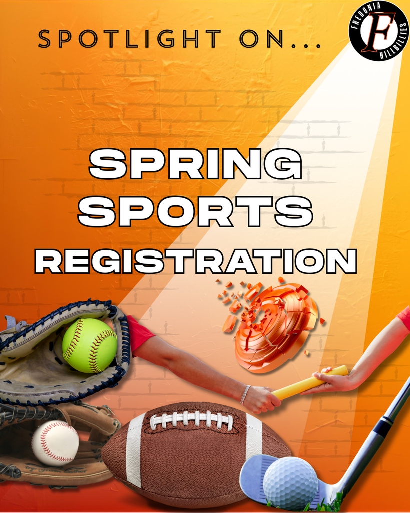 Image containing items of spring sports: baseball, softball, football, golf, track and trap.
