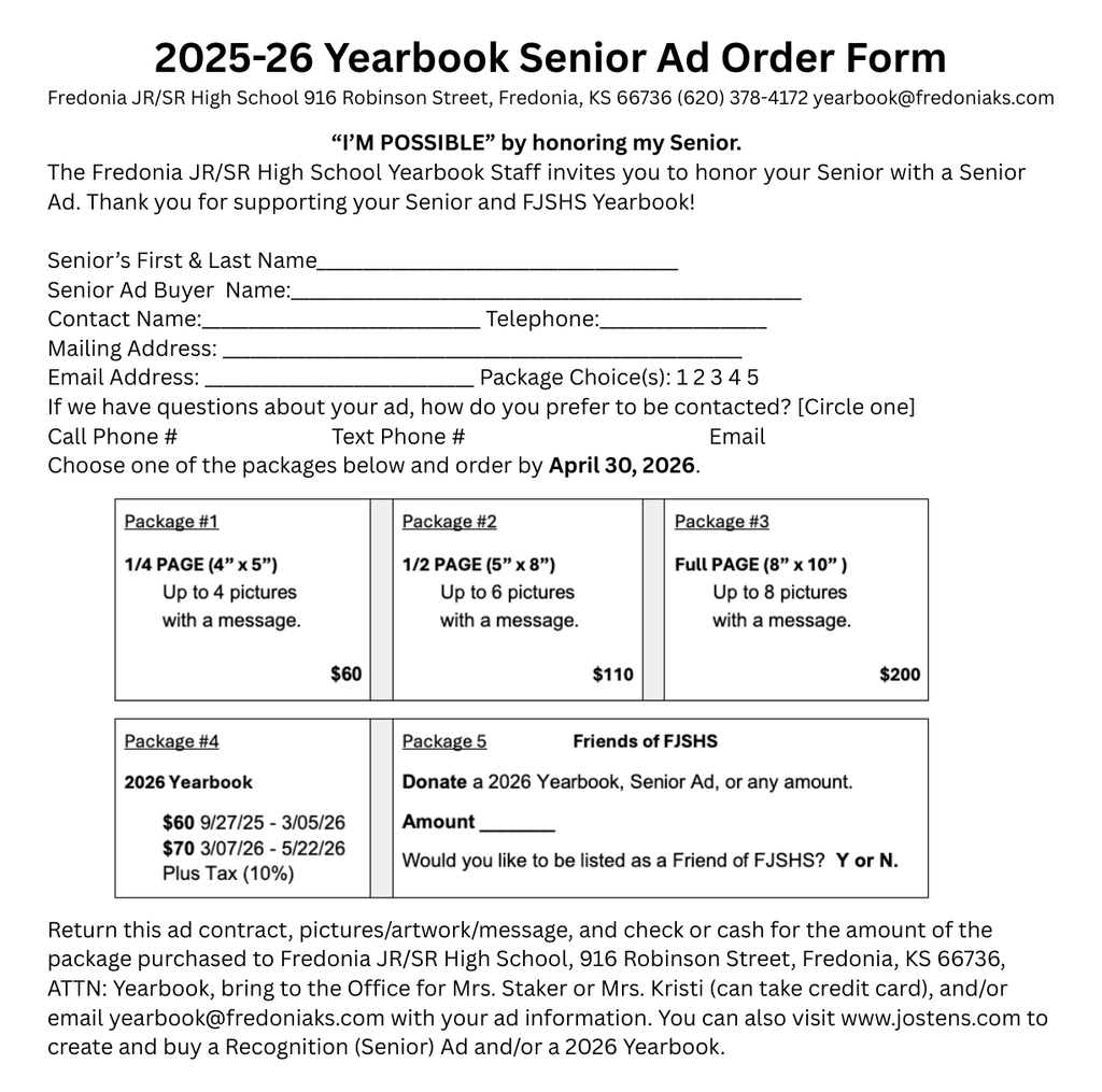 2026 Yearbook Senior Ad