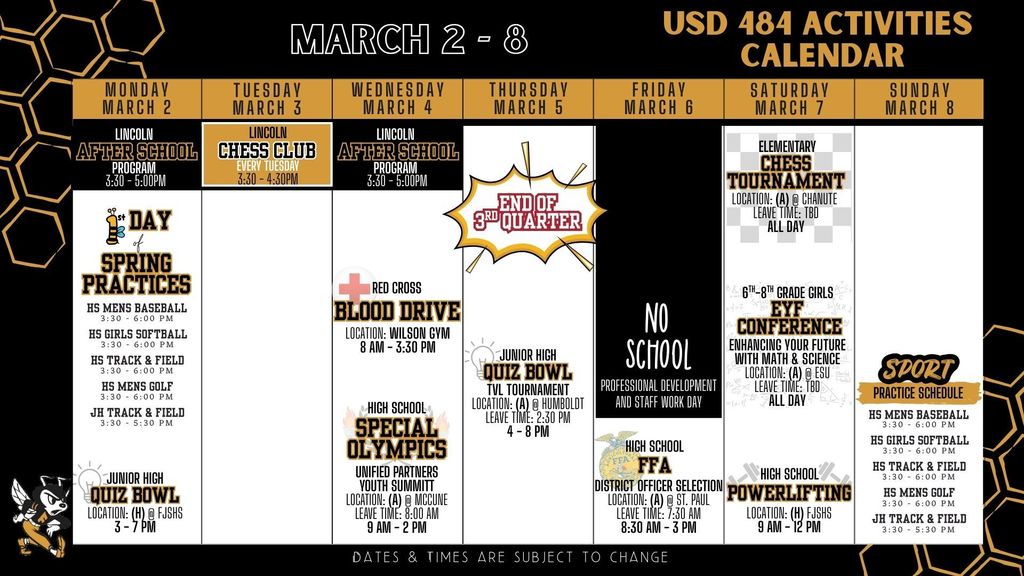 Weekly Calendar 2026 - March 2-8