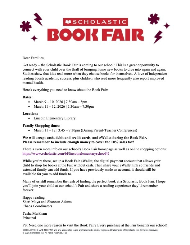 Book Fair | Lincoln Elementary | 2026