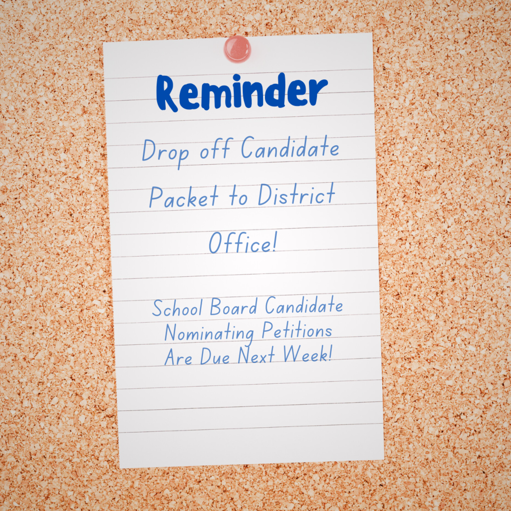 Image of lined paper on a bulletin board with a reminder that nominating packets are due.