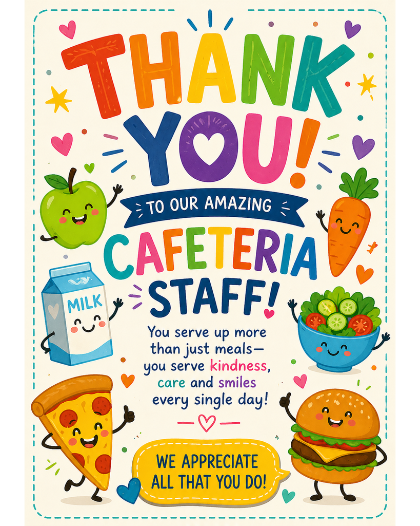 Thank you card for the cafeteria staff.