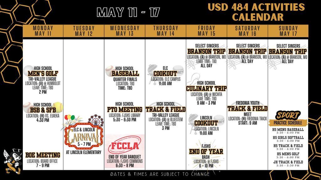 Weekly Calendar 2026 - May 11-17