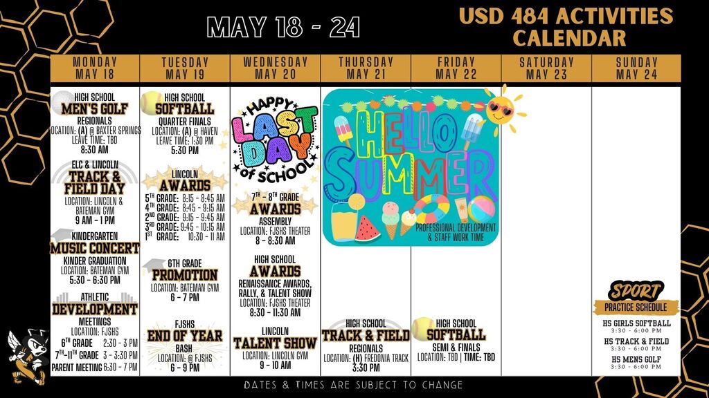 Weekly Calendar 2026 - May 18-24