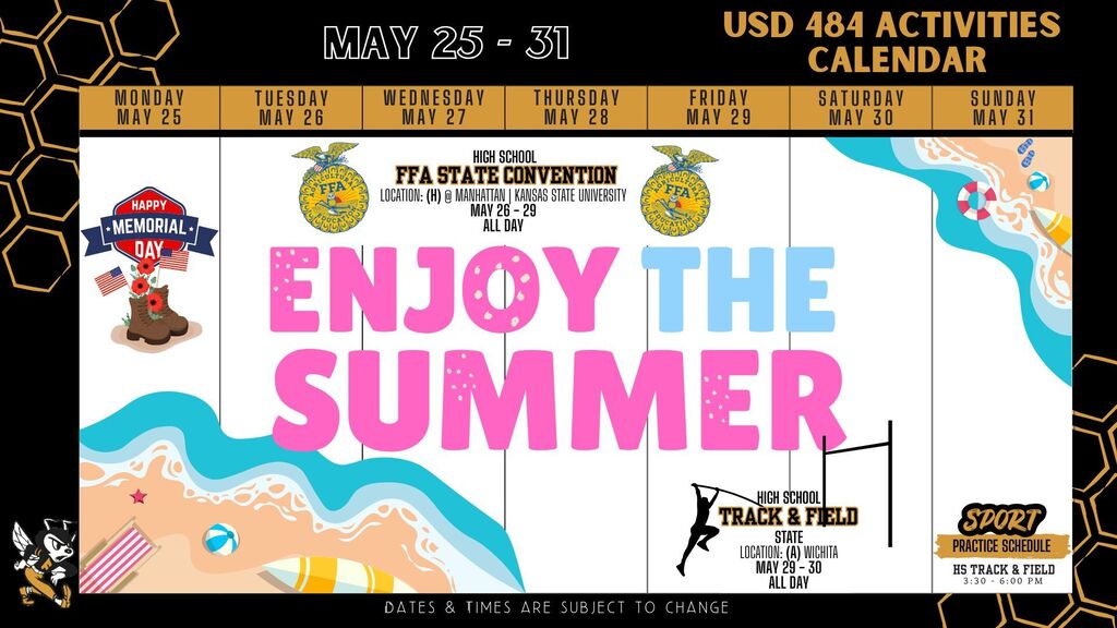 Weekly Calendar 2026 - May 25-31