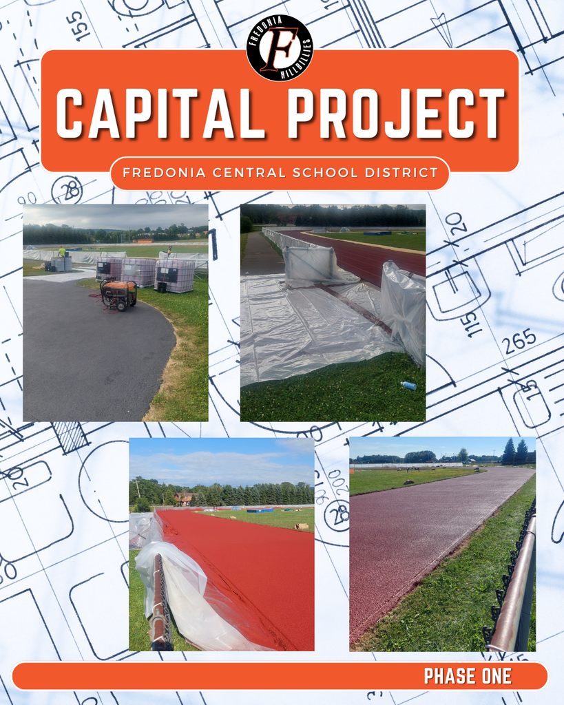 Photos of track resurfacing.