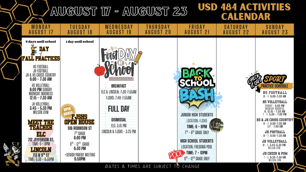 Weekly Calendar 2026 - August 17-23