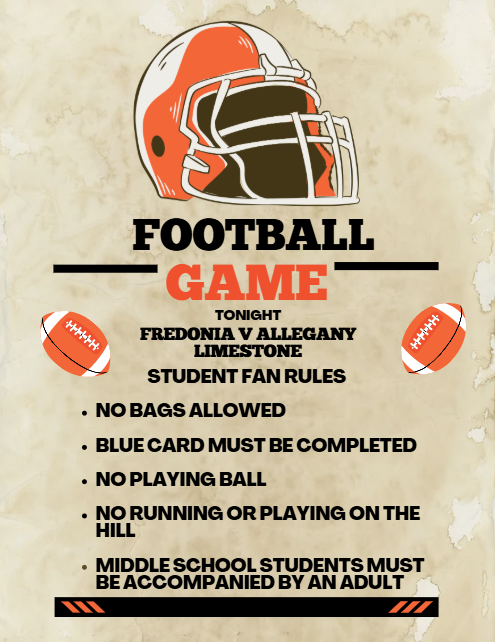Info regarding for tonight's Homecoming Parade, game and bonfire. Info also in the text of the post.