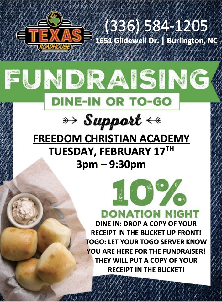 Fundraising flyer for Texas Roadhouse