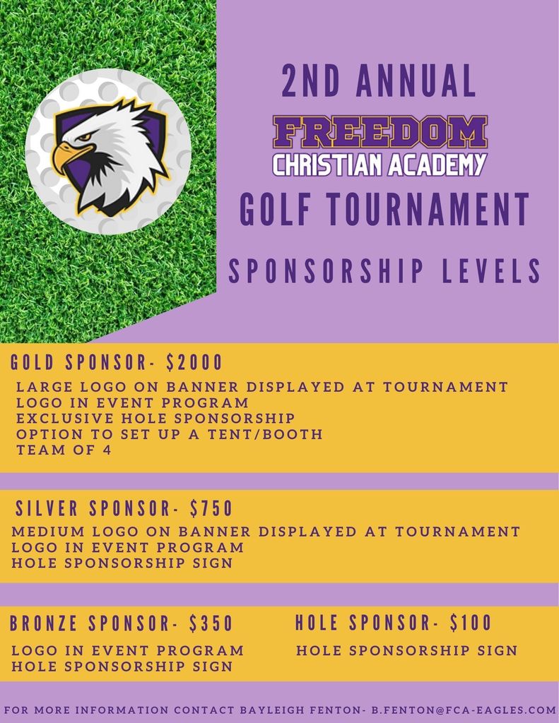 Sponsorship Chart for Golf Tournament