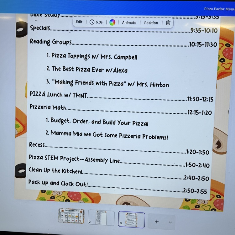 agenda for pizza day