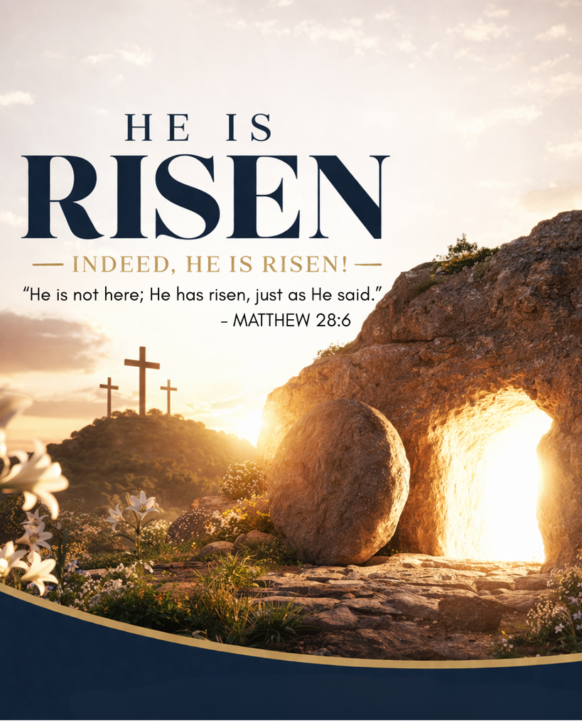 Photo of Jesus' empty tomb and the three crosses