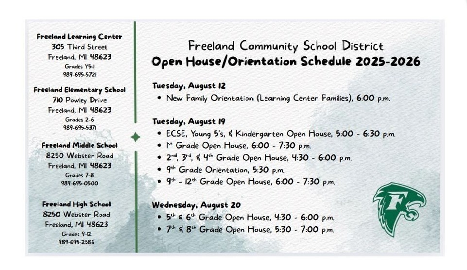 Open House Schedule