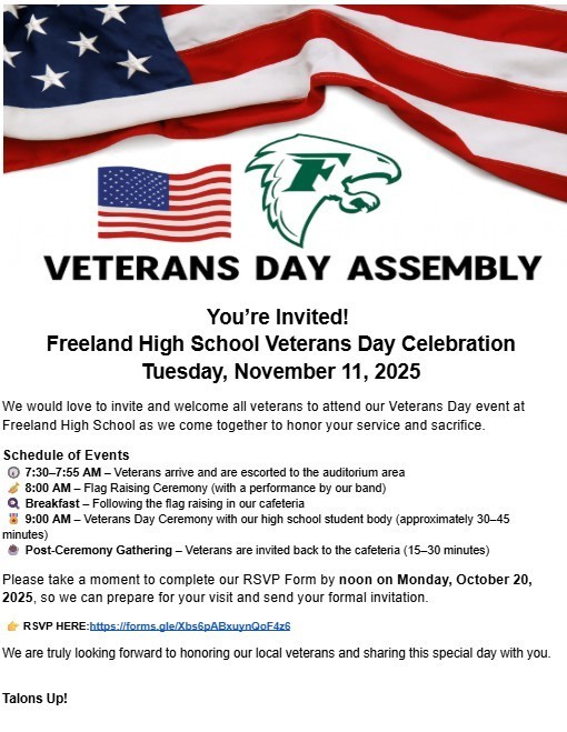 Veterans Day Assembly Novemeber 11th