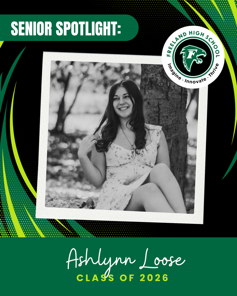 Senior Spotlight: Ashlynn Loose, class of 2026. Photo of Ashlynn Loose in black and white.