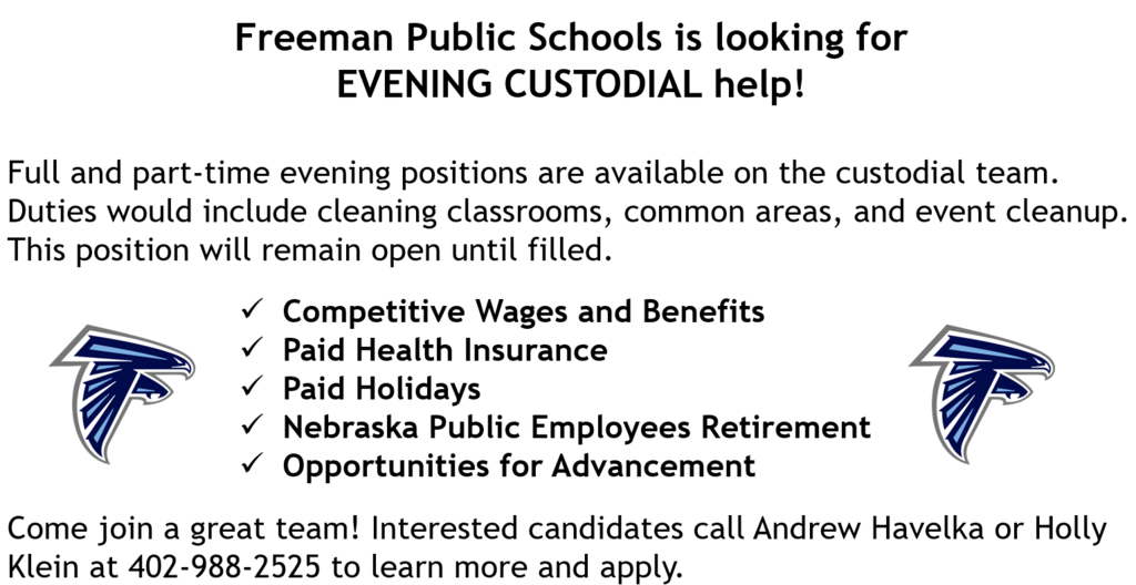 Evening Custodial opening