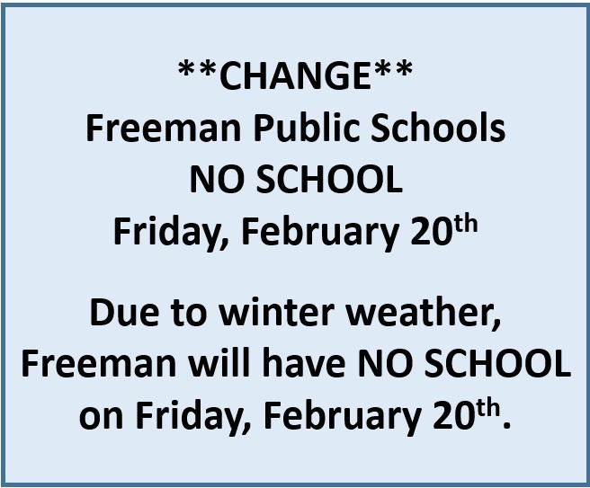 February 20 No School