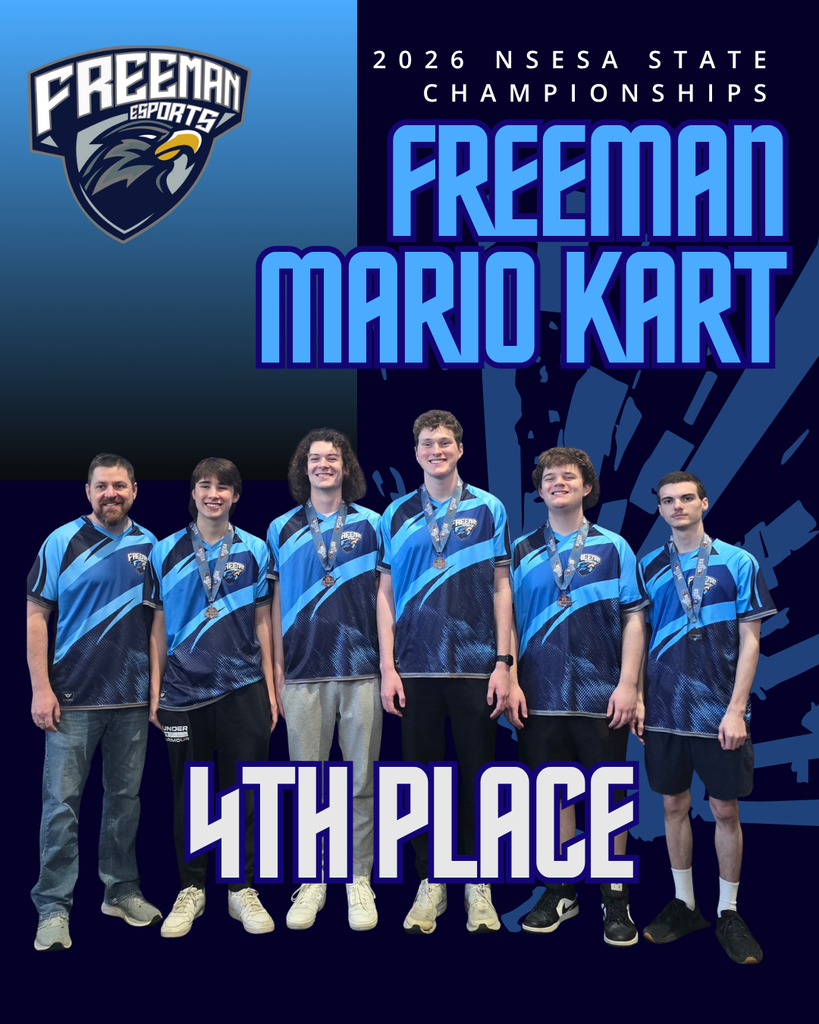 MarioKart team from left to right: Coach Aaron Delhay, Keston Krupicka, Luke Van Cott, Sam Troxel, Ben Ruyle, and Andrew Robeson