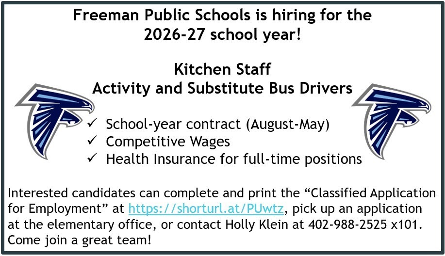 Freeman is hiring for the 26-27 school year. 