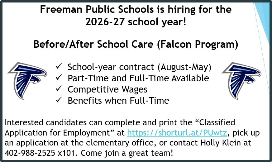 Falcon Program opening for 2026-27