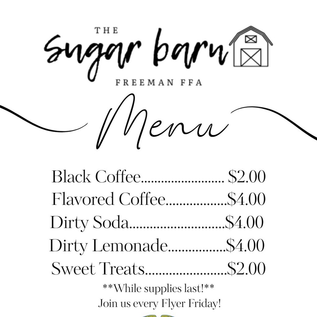 Sugar Barn Menu