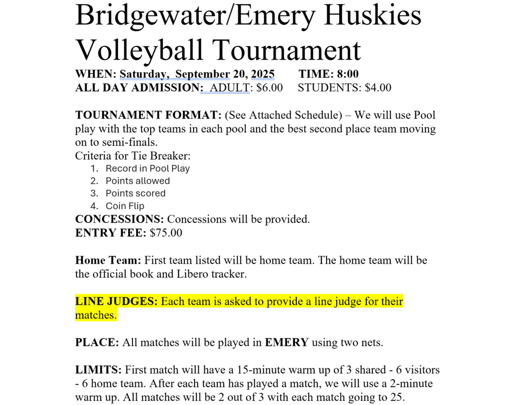 B-E Tourney Info