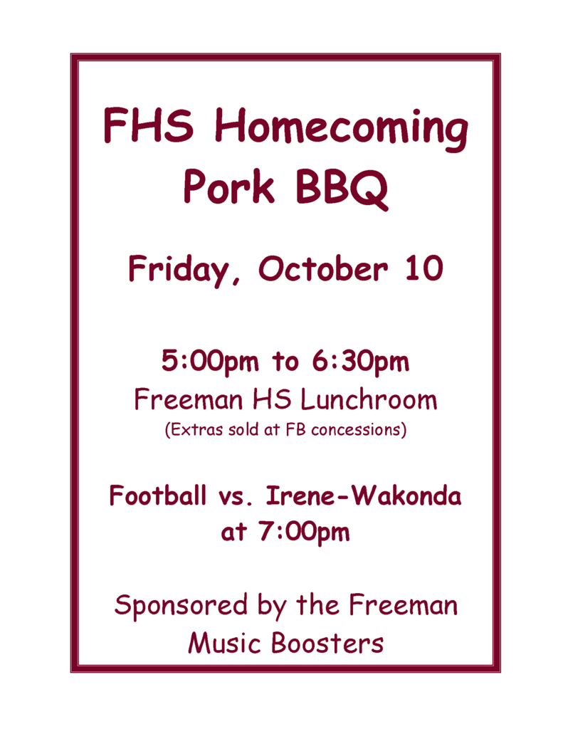 FHS Homecoming Pork BBQ 10-10-25