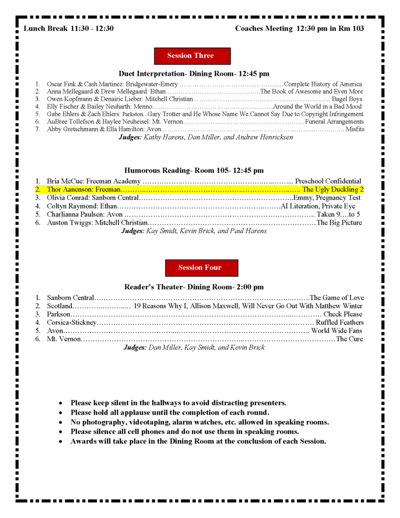 Region 2B Oral Interp Contest Schedule p2