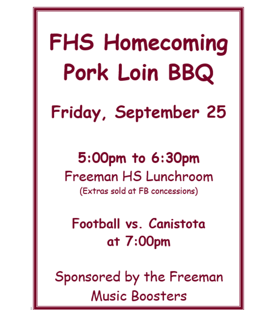 FHS Music Boosters Pork Loin BBQ