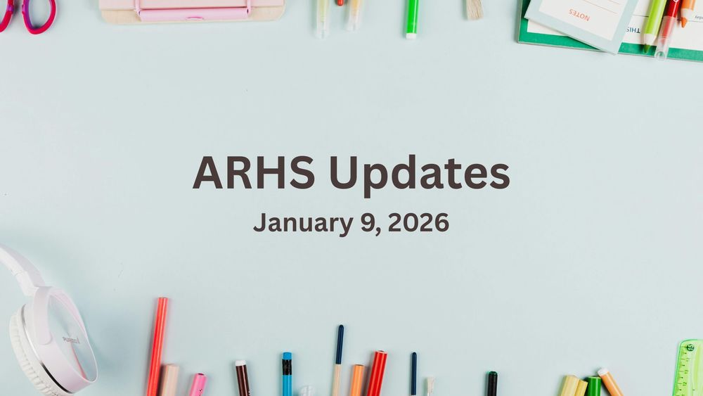 Various school supplies against a pale background.