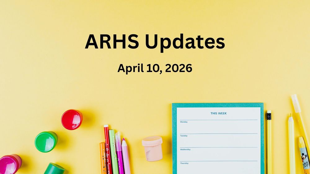 School supplies and a weekly agenda against a yellow background.