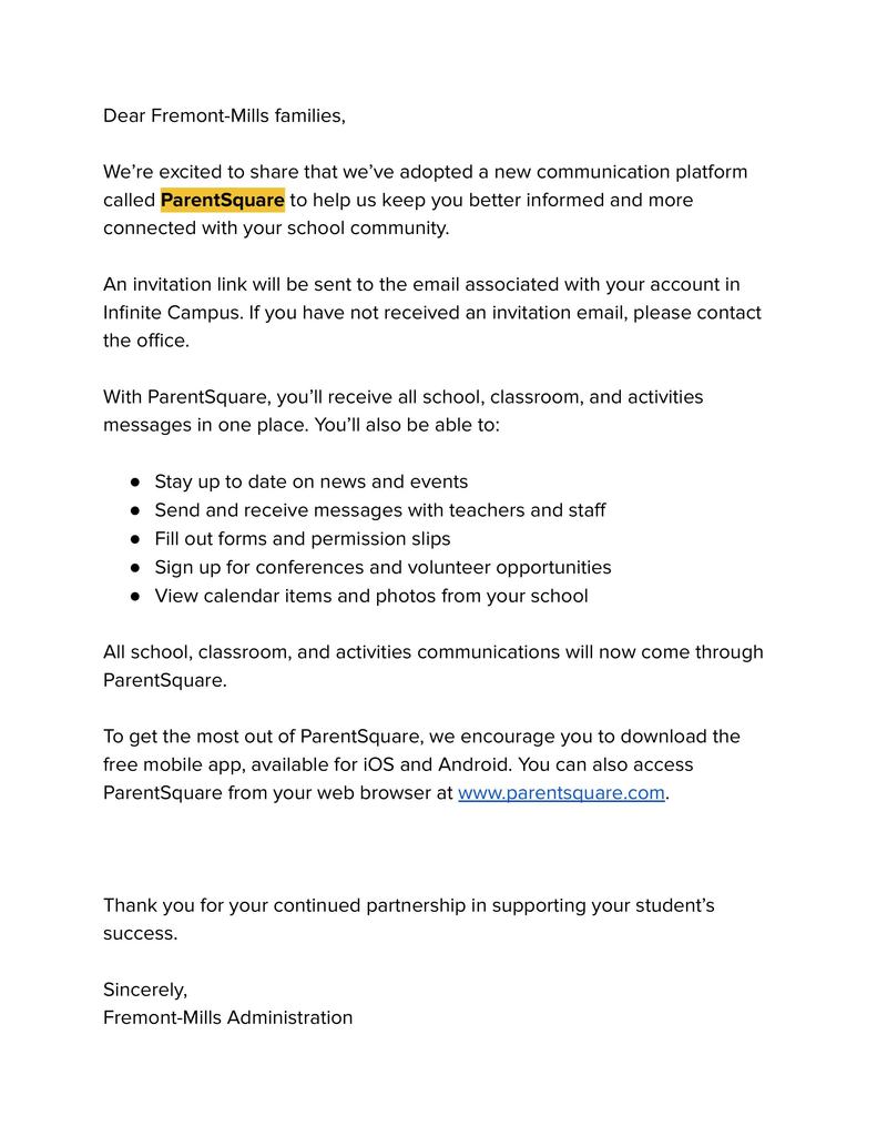Parentsquare Notice