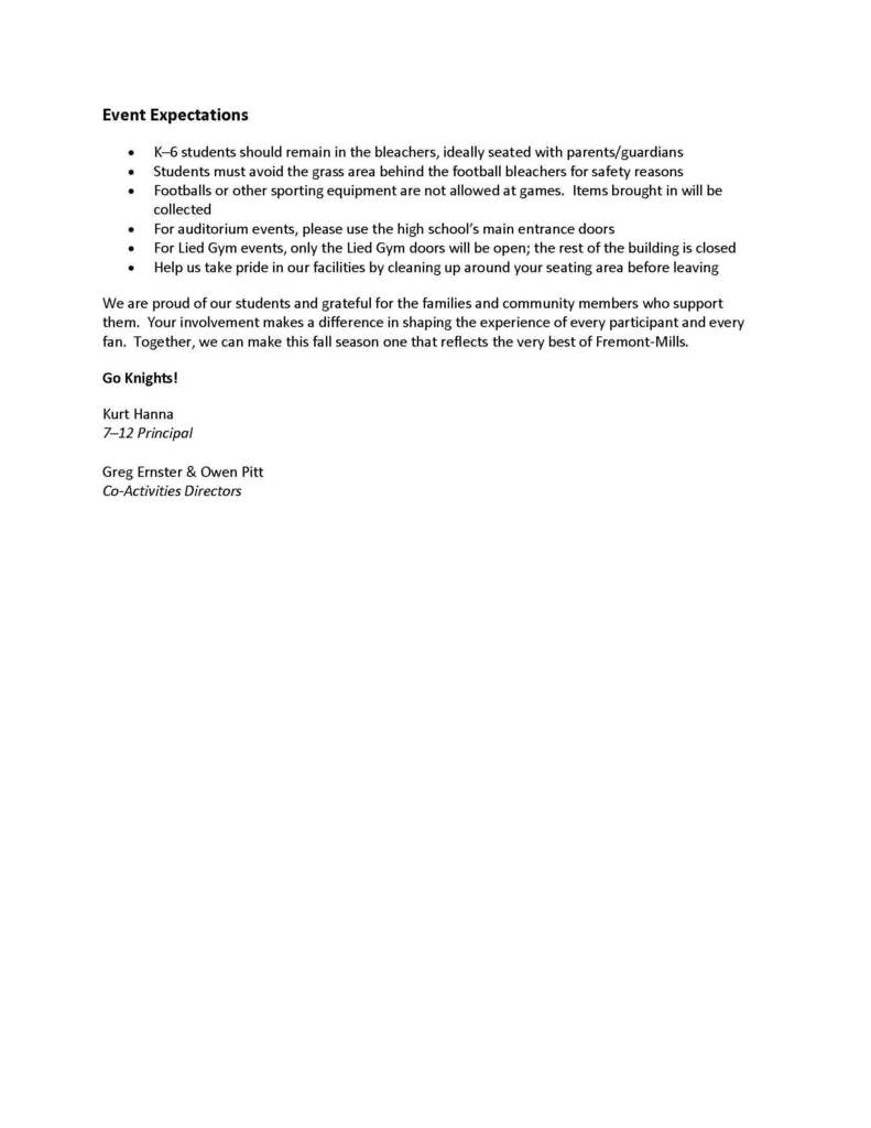 Fall Expt. Letter
