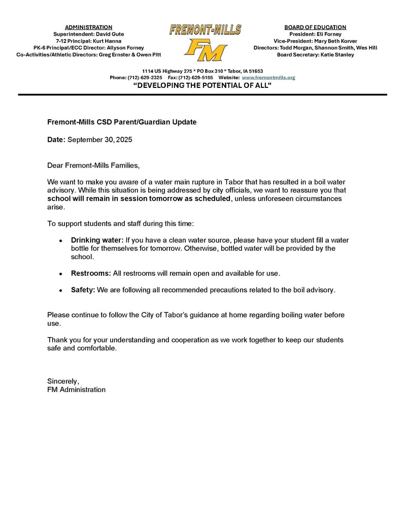 City Water Memo