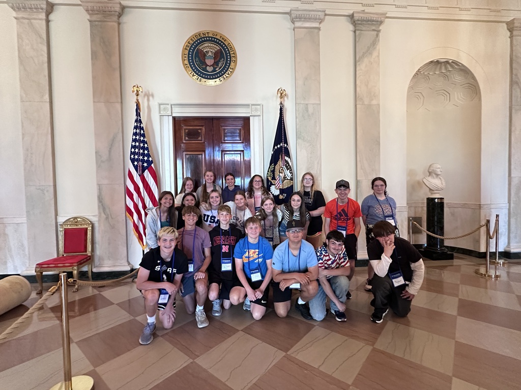 Students posing inside of the White House