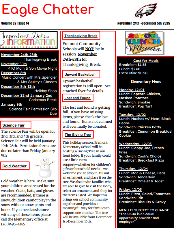 Eagle Chatter Week of December 1 , 2025