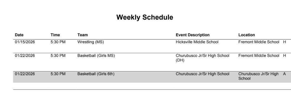 FMS Athletic Schedule 1.12.26