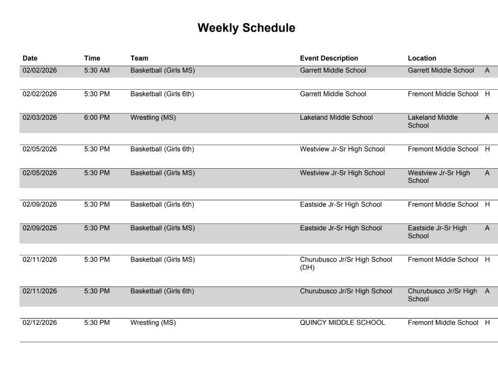 FMS Athletic Schedule 2.2.26