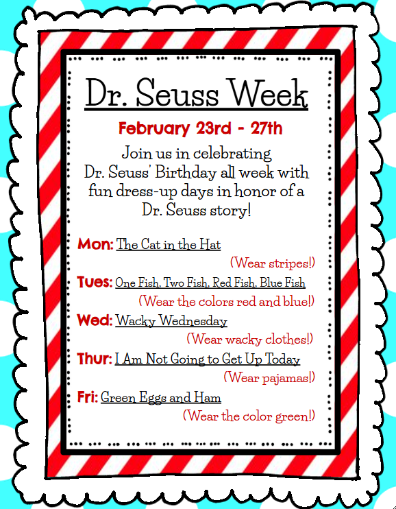 Dr Seuss Dress Up Week