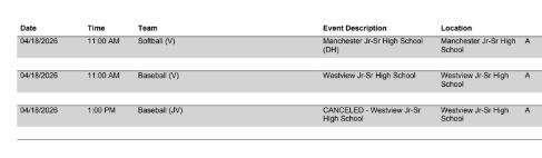 FHS Atheltic Schedule