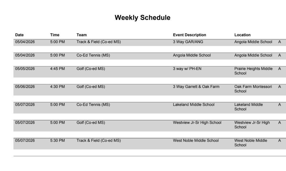 FMS Athletic Schedule 5.4.26