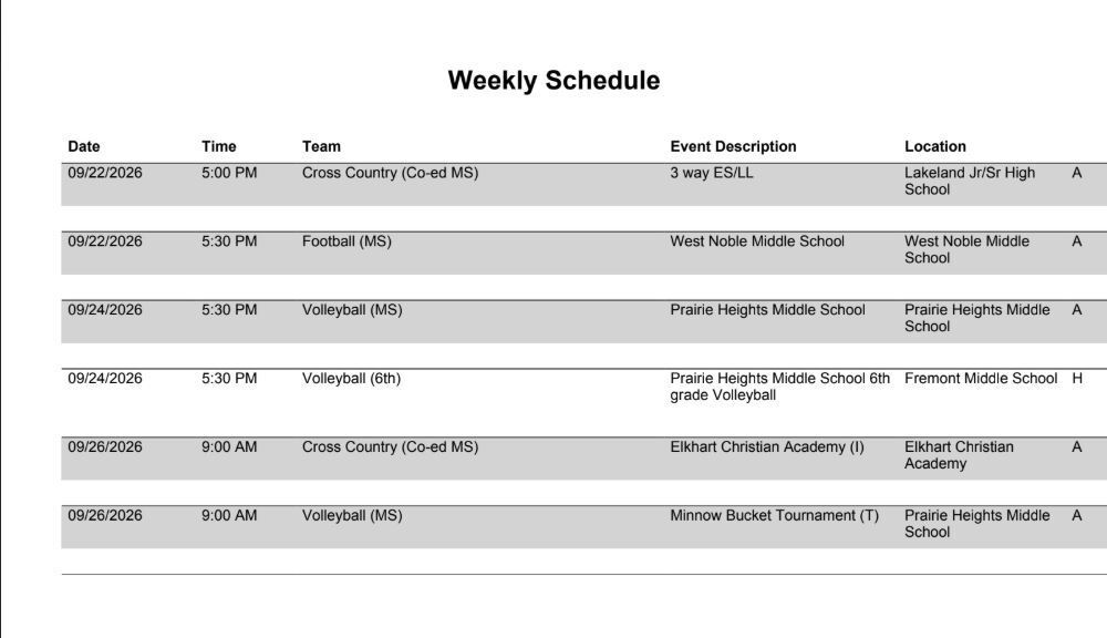 FMS Athletic Schedule 9.21.26