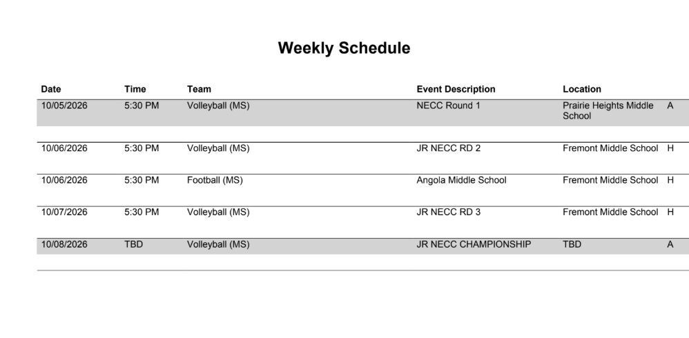 FMS Athletic Schedule 10.5.26