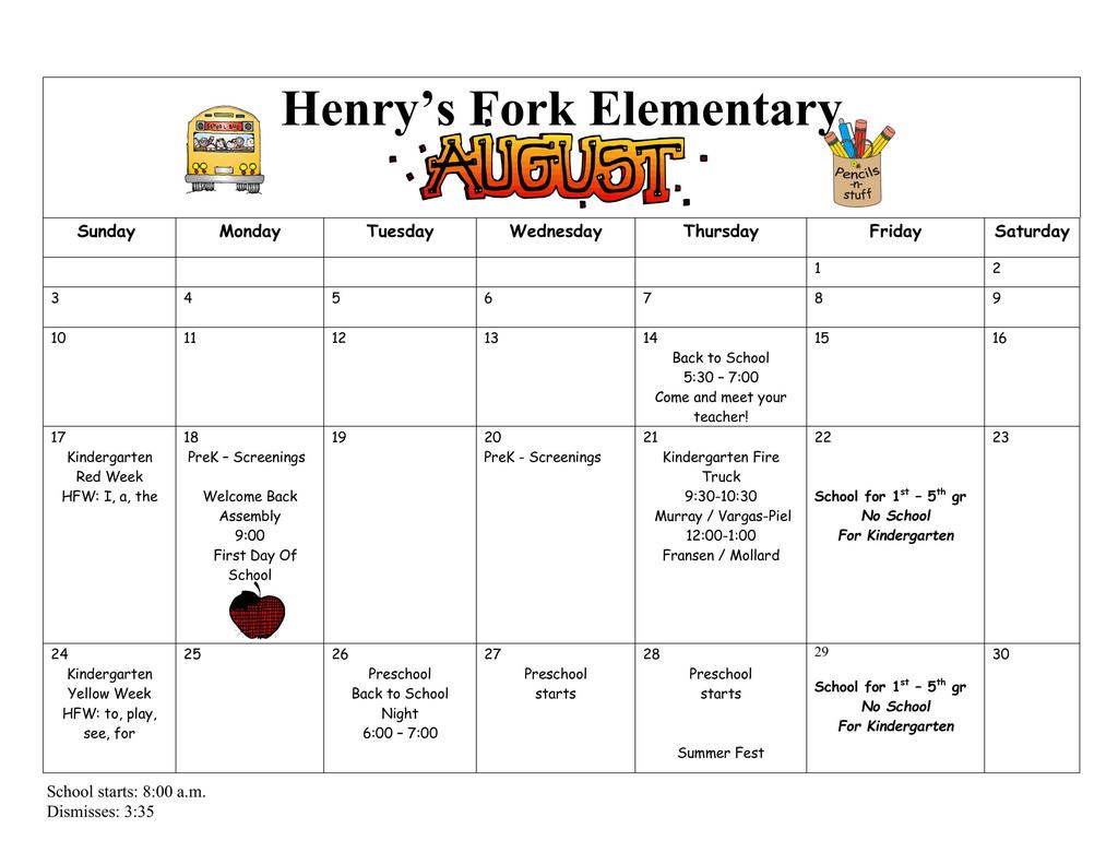 August Calendar
